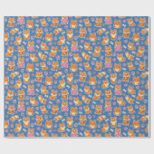 Niedlich Baby Corgi Dog Muster Geschenkpapier (Flach)