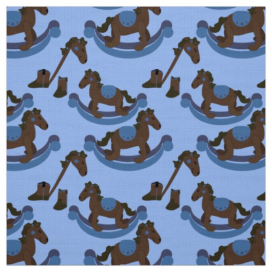 Niedlich Baby Cowboy Blue Rocking Horse Stoff (Muster)