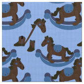 Niedlich Baby Cowboy Blue Rocking Horse Stoff (Nahaufnahme)