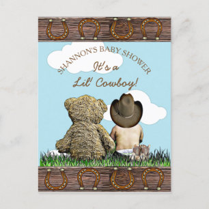 Niedlich Baby Cowboy und Teddy Bear Baby Showroom Postkarte