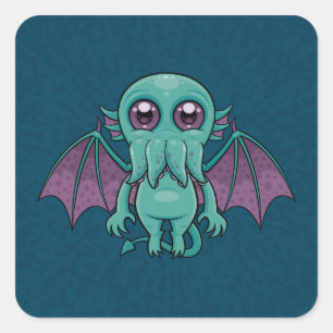 Niedlich Baby Cthulhu Monster Quadratischer Aufkleber