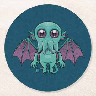 Niedlich Baby Cthulhu Monster Runder Pappuntersetzer