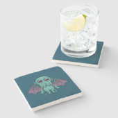 Niedlich Baby Cthulhu Monster Steinuntersetzer (Seitenansicht)