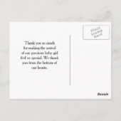 Niedlich Baby Danke Girly Giraffe Print Pink Bow Postkarte (Rückseite)