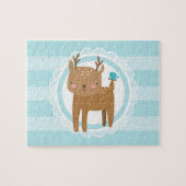 Niedlich Baby Deer Blue Puzzle (Horizontal)