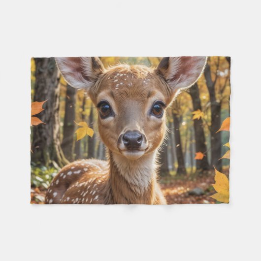 Niedlich Baby Deer Fawn Fleecedecke (Vorderseite (Horizontal))