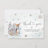 Niedlich Baby Deer Winter Baby Dusche Vielen Dank Karte (Vorderseite)