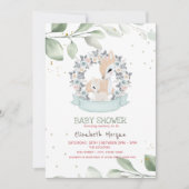 Niedlich Baby Deers Stars Blätter Babydusche Einladung (Vorderseite)