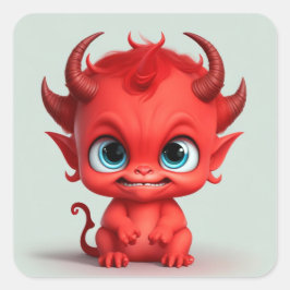 Niedlich Baby Devil Quadratischer Aufkleber
