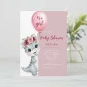 Niedlich Baby Dino Flat Einladung (Stehend Vorderseite)