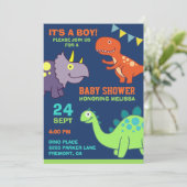 Niedlich Baby Dinosaur Babydusche Einladung (Stehend Vorderseite)