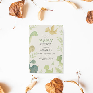 Niedlich Baby Dinosaur Geburtstag Einladung