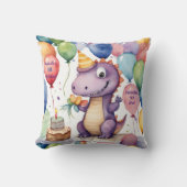 Niedlich Baby Dinosaur Girls Personalisiert Geburt Kissen (Vorderseite)