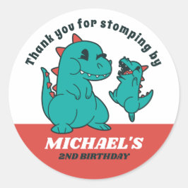 Niedlich Baby Dinosaur Kindergeburtstag Party Baby Runder Aufkleber