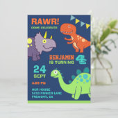 Niedlich Baby Dinosaur Kindergeburtstag Party Einl Einladung (Stehend Vorderseite)