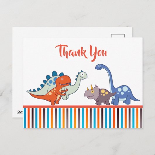 Niedlich Baby Dinosaur Muster Personalisiert Danke Postkarte (Vorne/Hinten)