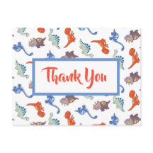 Niedlich Baby Dinosaur Muster Personalisiert Danke