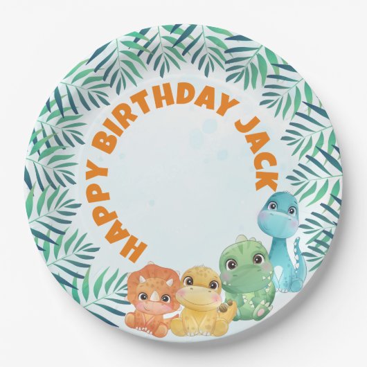 Niedlich Baby Dinosaur Party Teller (Vorderseite)