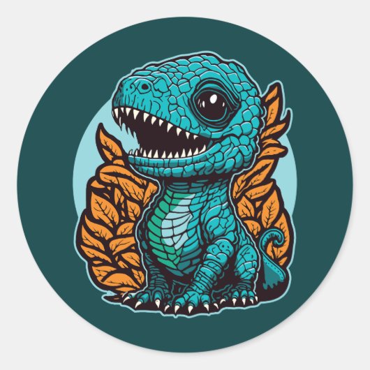 Niedlich Baby Dinosaur Runder Aufkleber (Vorderseite)