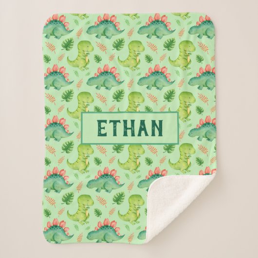 Niedlich Baby Dinosaur T-Rex Stegosaurus Personali Sherpadecke (Vorderseite)