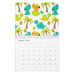 Niedlich Baby Dinosaur Triceratops Dino Eggs Palm  Kalender
