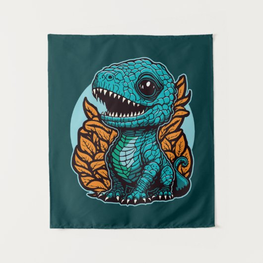 Niedlich Baby Dinosaur Wandteppich (Vorderseite)