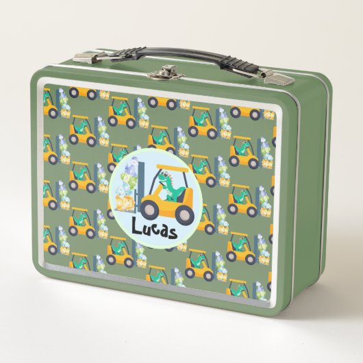 Niedlich Baby Dinosaurier Bau Truckboy B2S Metall Brotdose (Vorderseite)