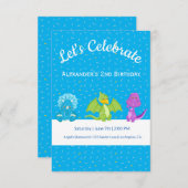 Niedlich Baby Dinosaurier | Einladung zum Geburtst (Vorne/Hinten)