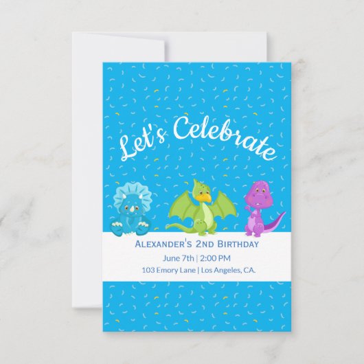 Niedlich Baby Dinosaurier | Einladung zum Geburtst (Vorderseite)