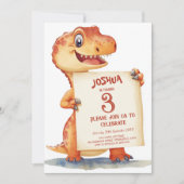 Niedlich Baby Dinosaurier I Kindergeburtstag Party Einladung (Vorderseite)