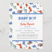 Niedlich Baby Dinosaurier Muster Personalisiert dr Einladung (Vorne/Hinten)