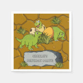 Niedlich Baby Dinosaurier Prähistorischer Cartoon Serviette (Vorderseite)