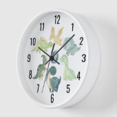 Niedlich Baby Dinosaurier Watercolor Black Uhr (Winkel)