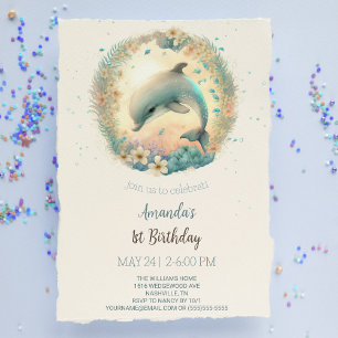 Niedlich Baby Dolphin Geburtstagsparty Einladung
