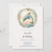 Niedlich Baby Dolphin Geburtstagsparty Einladung (Vorderseite)