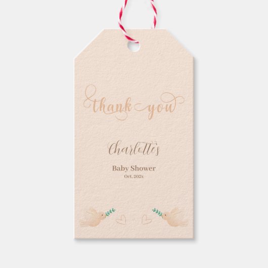 Niedlich Baby Dove Baby Dusche Geschenkanhänger (Vorderseite)