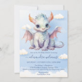 Niedlich Baby Dragon Baby Dusche Einladung (Vorderseite)