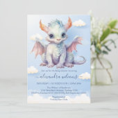 Niedlich Baby Dragon Baby Dusche Einladung (Stehend Vorderseite)