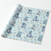 Niedlich Baby Dragon Blue Watercolor Geschenkpapier (Ungerollt)