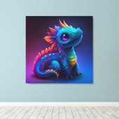 Niedlich Baby Dragon Canvas Print Leinwanddruck (Insitu (Holzboden))