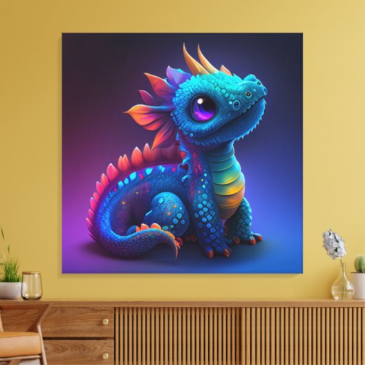 Niedlich Baby Dragon Canvas Print Leinwanddruck (Insitu (Wohnzimmer))