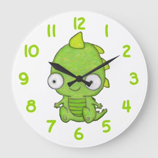 Niedlich Baby Dragon Große Wanduhr (Vorderseite)