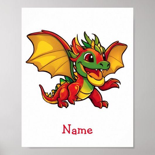 Niedlich Baby Dragon Individuelle Name Poster (Vorne)