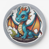 Niedlich Baby Dragon Pappteller (Vorderseite)