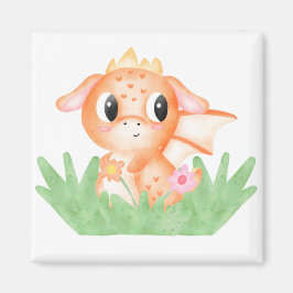 Niedlich Baby Dragon Watercolor Magnet