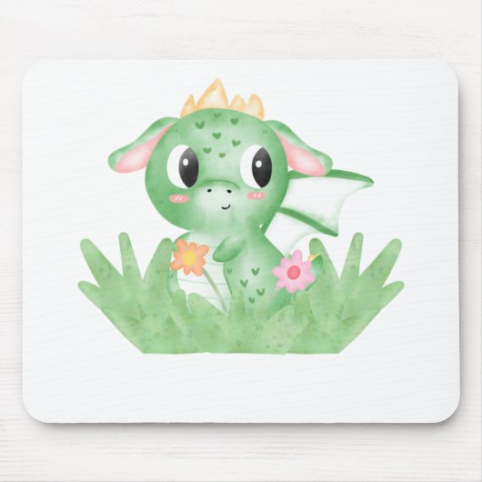 Niedlich Baby Dragon Watercolor Mousepad (Vorne)