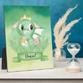 Niedlich Baby Dragon Watercolor Plaque Fotoplatte (Seite)