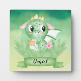 Niedlich Baby Dragon Watercolor Plaque Fotoplatte