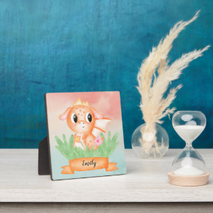 Niedlich Baby Dragon Watercolor Plaque Fotoplatte