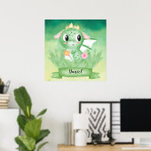 Niedlich Baby Dragon Watercolor Poster (Heimbüro)
